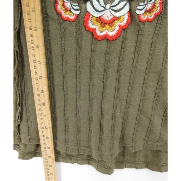 Akemi Kin Anthropologie Top XS Blouse Embroidered Floral Boho Knit - Picture 4 of 10